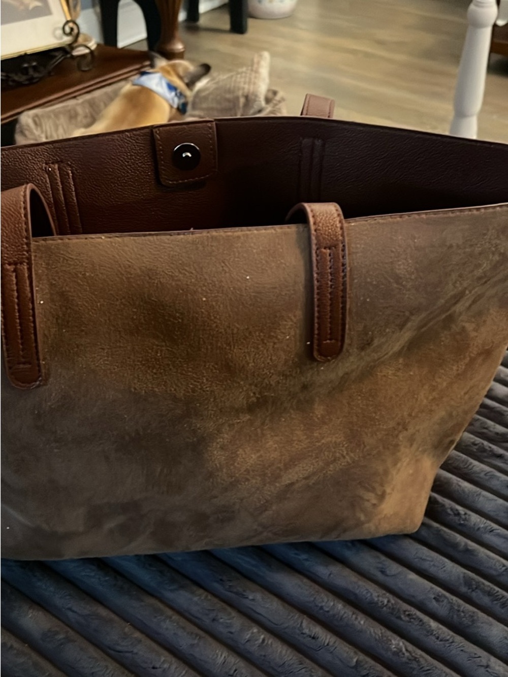 Classic Brown Leather Tote Bag for Man or woman